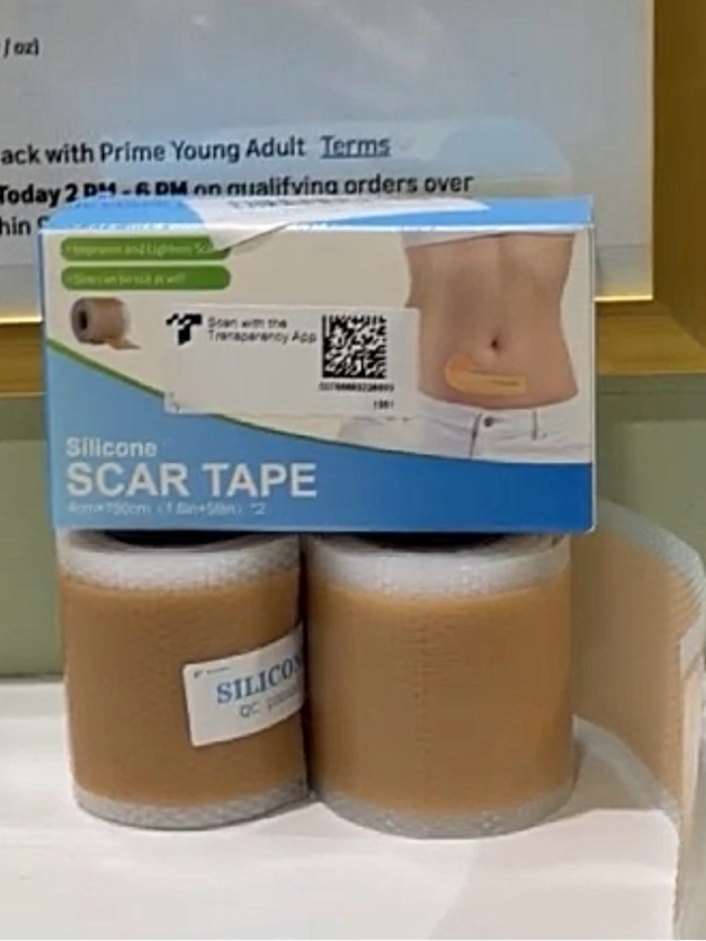silicone scar tape roll, used for treating surgical or keloid scars  PACK 2 TAPE